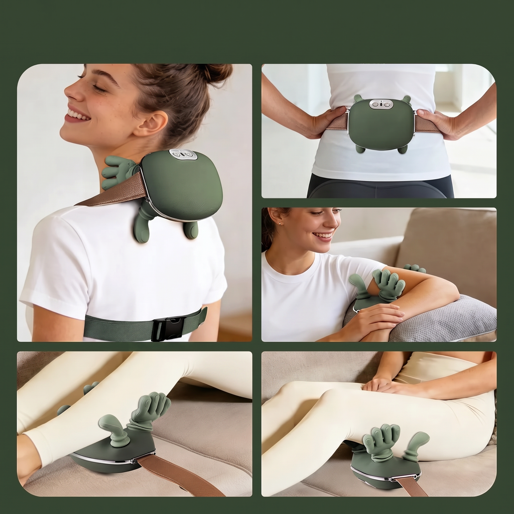Masseur cervical RelaxCocoon : utilisation sur le dos, les bras et les mollets
