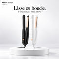 Mini lisseur RelaxCocoon 2 en 1, noir ou blanc : lisse et boucle.