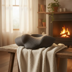 Rituel à Deux RelaxCocoon : deux Masseurs Nomade et deux Masseurs Cocon sur un banc en bois